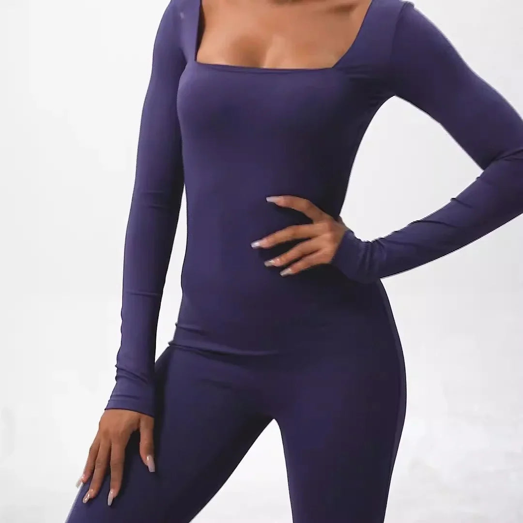 Tight-fitting long-sleeved yoga clothes for women, nude fitness sports quick-drying yoga jumpsuits eprolo