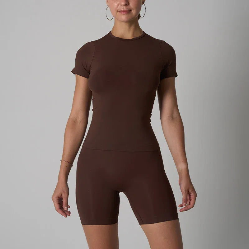 T-shirts Shorts Set Women's Seamless Short Sleeve Shorts Yoga Fitness Wear eprolo
