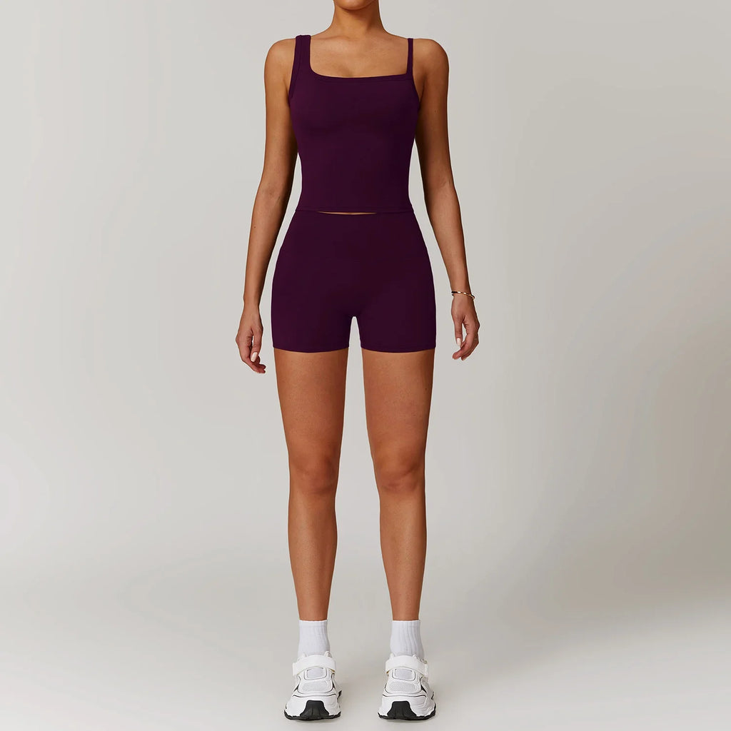 Quick drying vest+shorts yoga suit outdoor training suit running sports fitness suit set eprolo