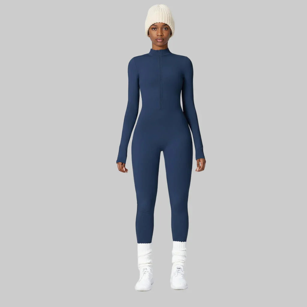 Zipper nude tight fitting velvet yoga jumpsuit, outdoor warm jumpsuit, running fitness suit eprolo
