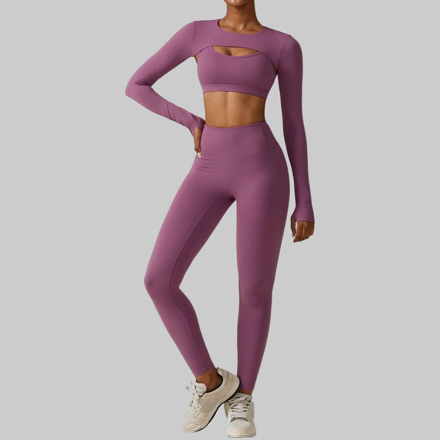 Tight yoga suit, nude quick drying exercise set, slimming fitness suit eprolo